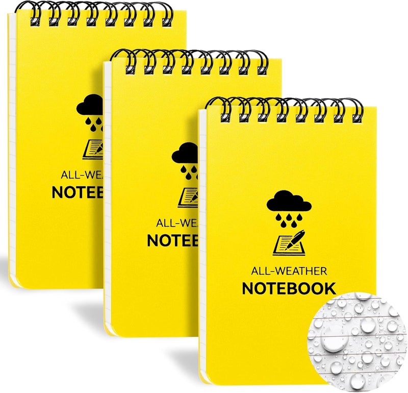 Coidea 3 Pack Waterproof Notebook, 3 x 5 Pocket Notepad, All Weather Small Pocket Notebook Paper, Mini Spiral Notepad Police Notepad 100 Lined Pages for Outdoor Office - Image 1
